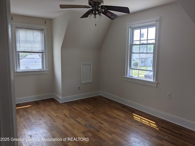 542 Riley St, Lansing, MI 48910 - bonus room with healthy amount of natural light, wood finished floors, ceiling fan, and vaulted ceiling