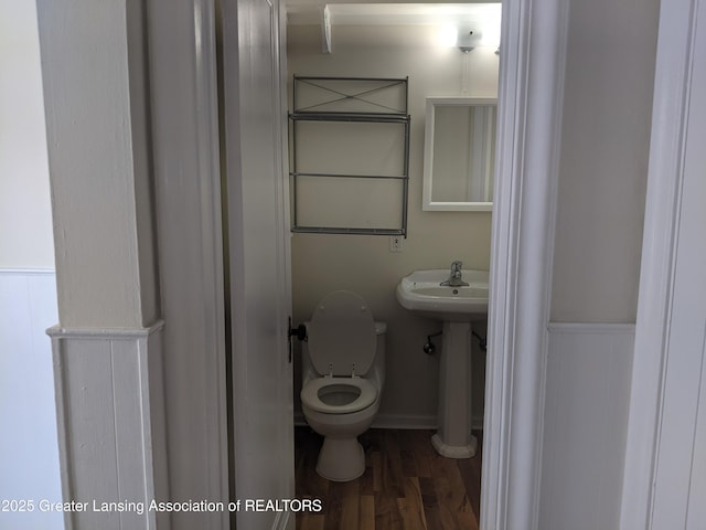 542 Riley St, Lansing, MI 48910 - bathroom with toilet and wood finished floors