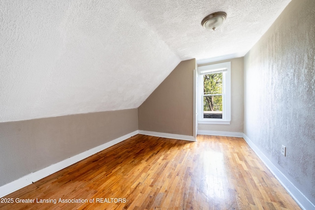 1407 W Ionia St, Lansing, MI 48915 - additional living space featuring a textured ceiling, light wood-style floors, and lofted ceiling