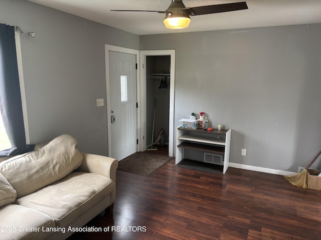 1311 W Saginaw St, East Lansing, MI 48823 - living area featuring wood finished floors and a ceiling fan