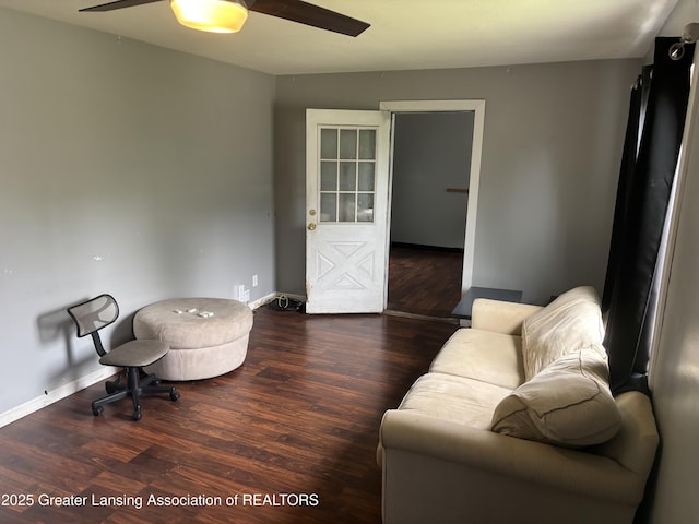 1311 W Saginaw St, East Lansing, MI 48823 - living room featuring ceiling fan and wood finished floors