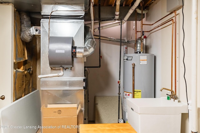 3522 Apple Valley Rd, Okemos, MI 48864 - utility room with water heater and a sink
