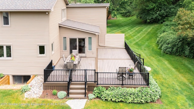 3522 Apple Valley Rd, Okemos, MI 48864 - wooden terrace with a lawn