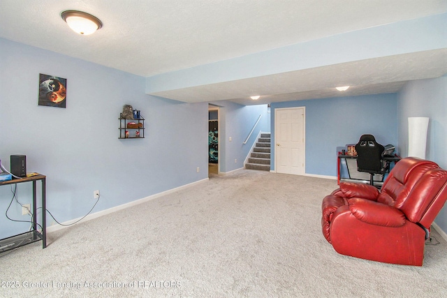 6093 Anchor Cv, Dimondale, MI 48821 - living area featuring carpet floors, stairs, and an office area