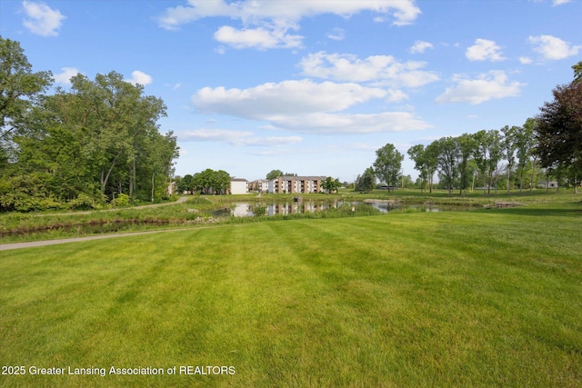 1457 E Pond Dr Unit 21, Okemos, MI 48864 - view of grassy yard featuring a water view