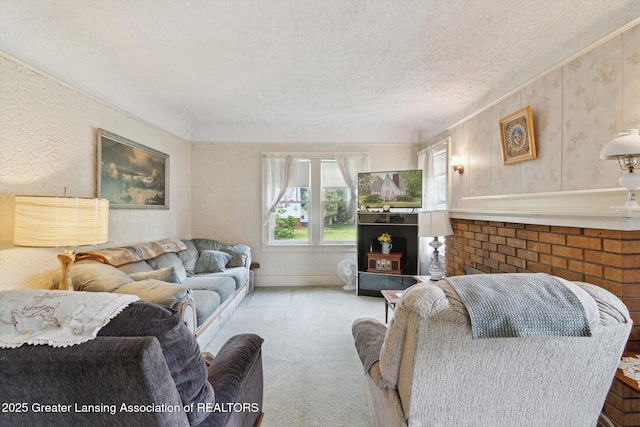 1213 N Woodworth Rd, Jackson, MI 49202 - living area with carpet floors and a textured ceiling
