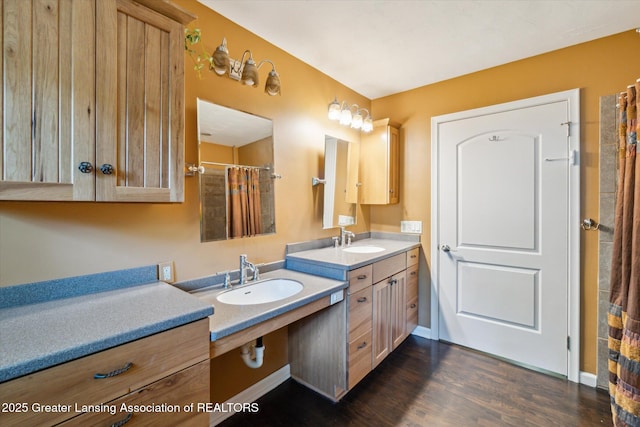 522 Cowley Ave, East Lansing, MI 48823 - bathroom featuring wood finished floors and curtained shower
