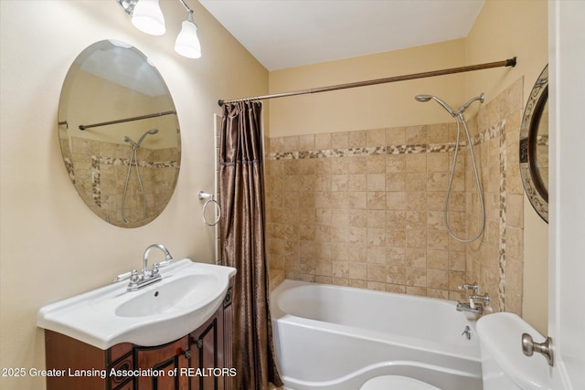 522 Cowley Ave, East Lansing, MI 48823 - full bathroom featuring shower / bath combination with curtain and vanity