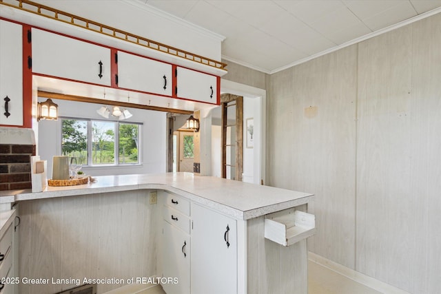16544 S Chapin Rd, Elsie, MI 48831 - kitchen featuring light countertops, crown molding, and white cabinets