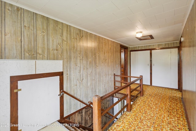 16544 S Chapin Rd, Elsie, MI 48831 - hallway featuring an upstairs landing and wood walls
