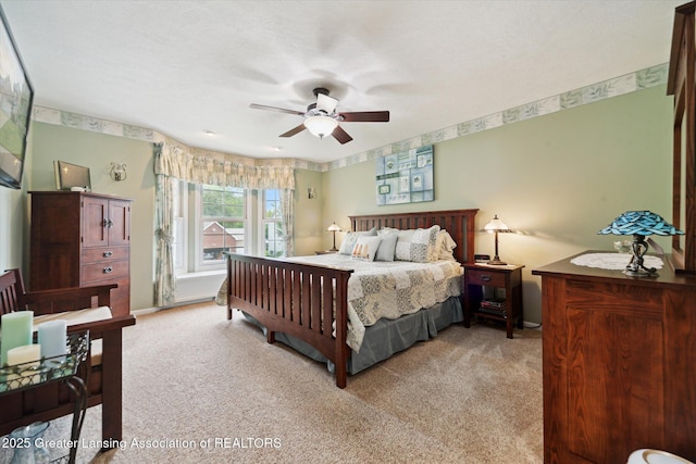 11195 Prestwick Dr, Lansing, MI 48917 - bedroom featuring light colored carpet and ceiling fan