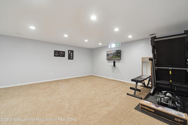 11195 Prestwick Dr, Lansing, MI 48917 - exercise room with carpet floors and recessed lighting