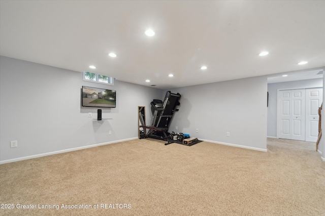 11195 Prestwick Dr, Lansing, MI 48917 - workout area featuring recessed lighting and carpet