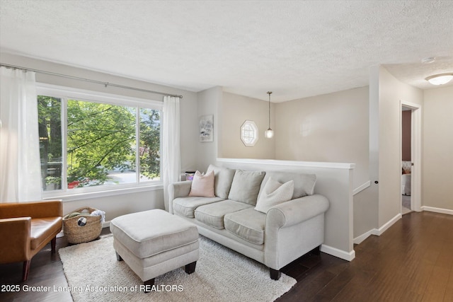 1539 Jacqueline Dr, Holt, MI 48842 - living area featuring dark wood-style floors and a textured ceiling