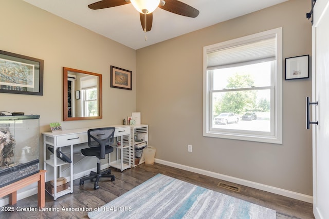 2520 Linn Rd, Williamston, MI 48895 - home office with wood finished floors and ceiling fan