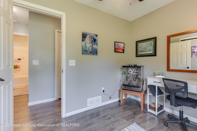 2520 Linn Rd, Williamston, MI 48895 - home office with wood finished floors and ceiling fan