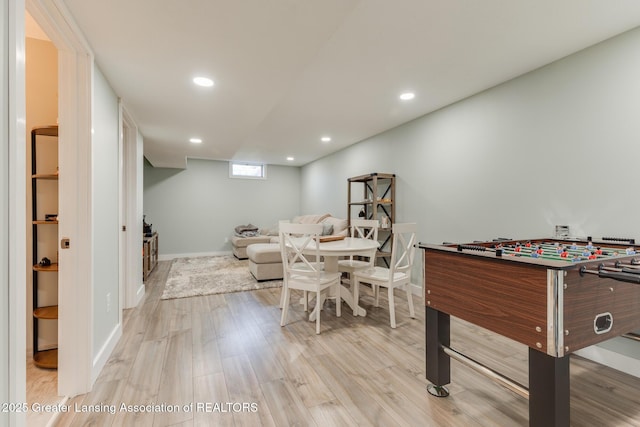 2520 Linn Rd, Williamston, MI 48895 - rec room featuring light wood-type flooring and recessed lighting