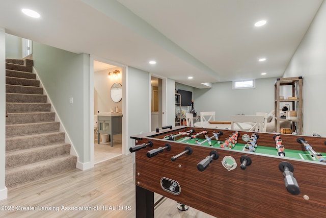 2520 Linn Rd, Williamston, MI 48895 - recreation room featuring light wood finished floors and recessed lighting
