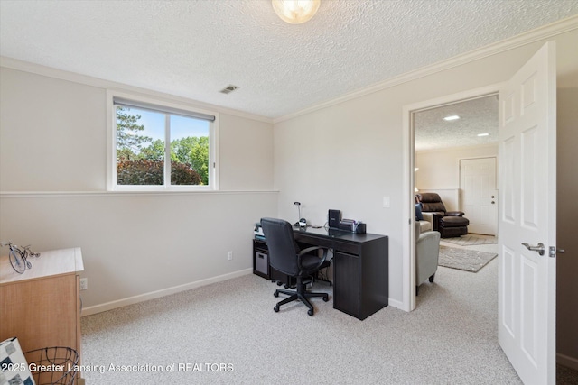 6252 N River Hwy, Grand Ledge, MI 48837 - office with a textured ceiling, carpet floors, and crown molding