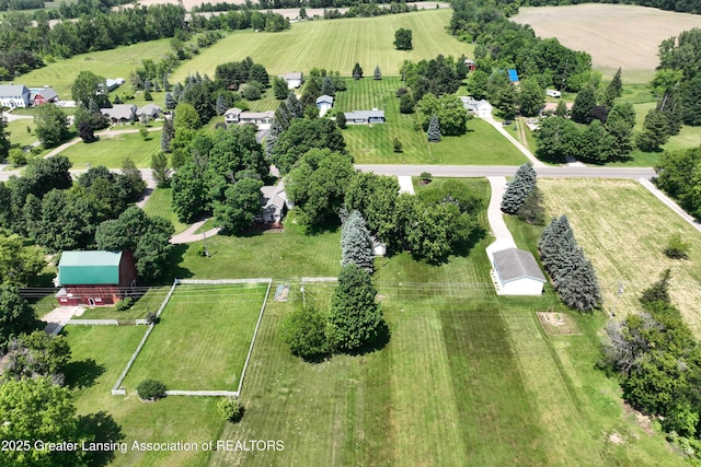 6252 N River Hwy, Grand Ledge, MI 48837 - aerial overview of property's location with rural landscape and rows of crops