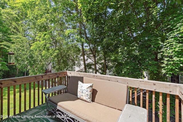 5041 E Willoughby Rd Unit 7, Holt, MI 48842 - wooden terrace with a yard
