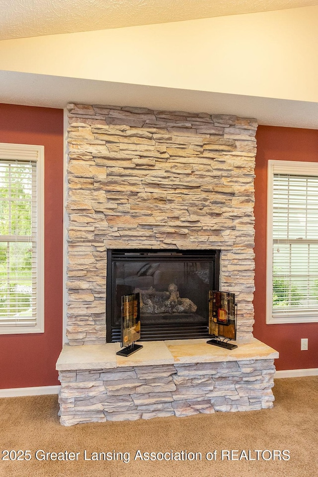 4001 Sierra Hts, Holt, MI 48842 - detailed view of carpet and a stone fireplace