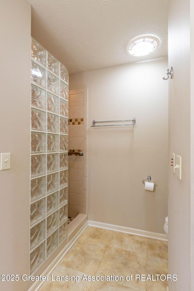 4001 Sierra Hts, Holt, MI 48842 - bathroom featuring a walk in shower and a textured ceiling