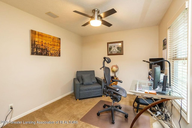 4001 Sierra Hts, Holt, MI 48842 - carpeted office featuring ceiling fan and baseboards