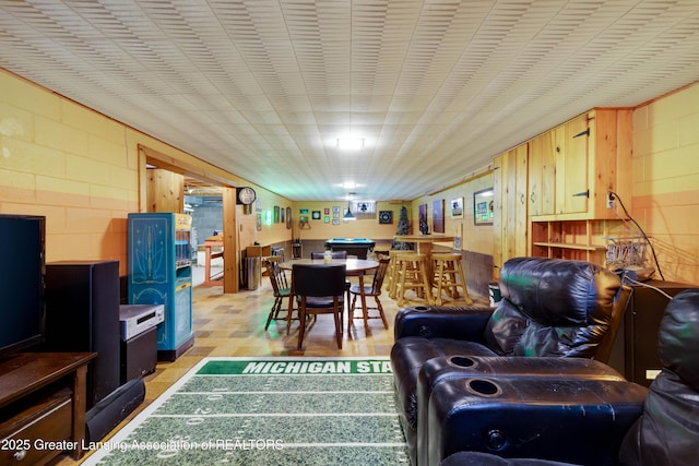 425 S Holmes St, Lansing, MI 48912 - living room with concrete block wall