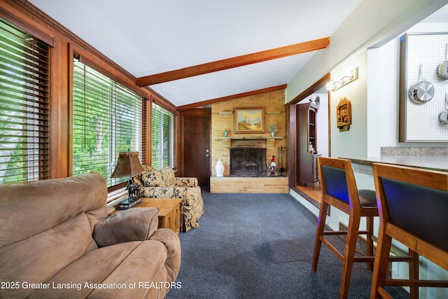 425 S Holmes St, Lansing, MI 48912 - carpeted living room with a fireplace