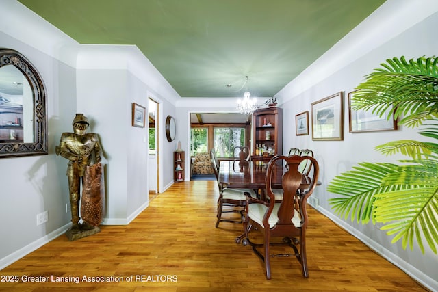 425 S Holmes St, Lansing, MI 48912 - dining area with a chandelier and light wood-type flooring