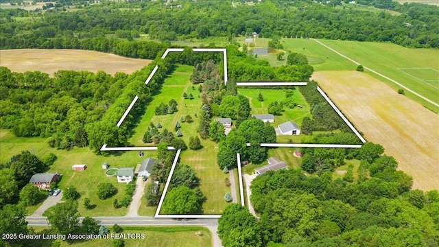 1754 S College Rd, Mason, MI 48854 - aerial view of sparsely populated area featuring property boundaries highlighted