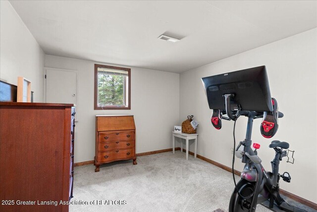 1754 S College Rd, Mason, MI 48854 - exercise area featuring carpet and baseboards