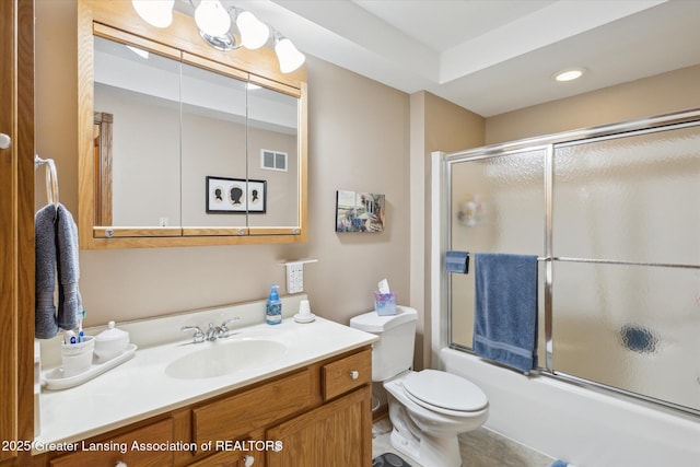 169 Mapleview Dr, Charlotte, MI 48813 - full bath featuring vanity, shower / bath combination with glass door, and recessed lighting