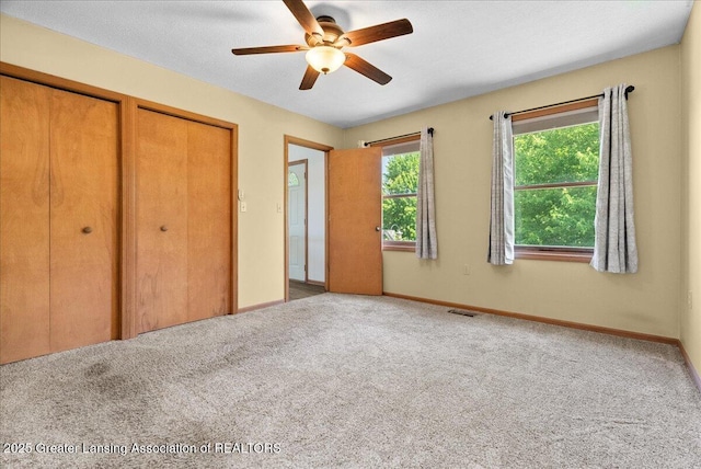 1313 W Alward Rd, Dewitt, MI 48820 - unfurnished bedroom featuring carpet floors, two closets, and ceiling fan
