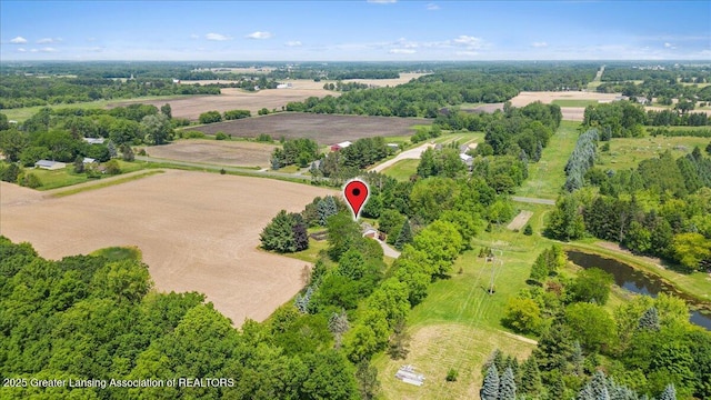 1313 W Alward Rd, Dewitt, MI 48820 - aerial view of property and surrounding area with a large body of water and rural landscape