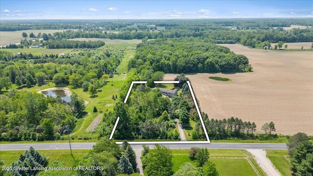 1313 W Alward Rd, Dewitt, MI 48820 - overview of rural landscape featuring property boundaries highlighted