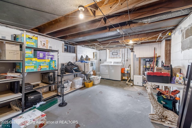 308 Memphis St, Lansing, MI 48915 - unfinished basement with washer and dryer