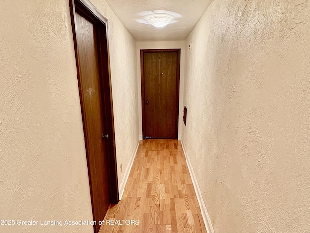 12830 Upton Rd, Bath, MI 48808 - hallway featuring light wood-type flooring and a textured wall