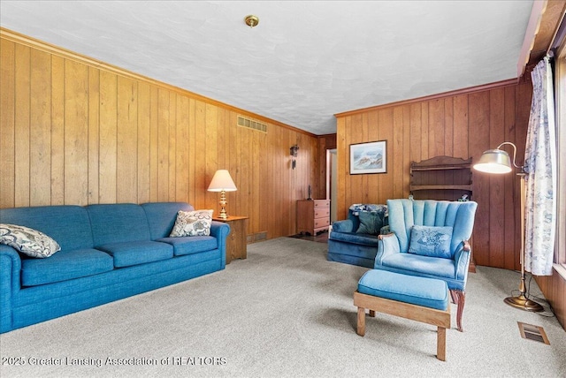 10648 Bobsyl Ln, Grand Ledge, MI 48837 - carpeted living area with wood walls and crown molding