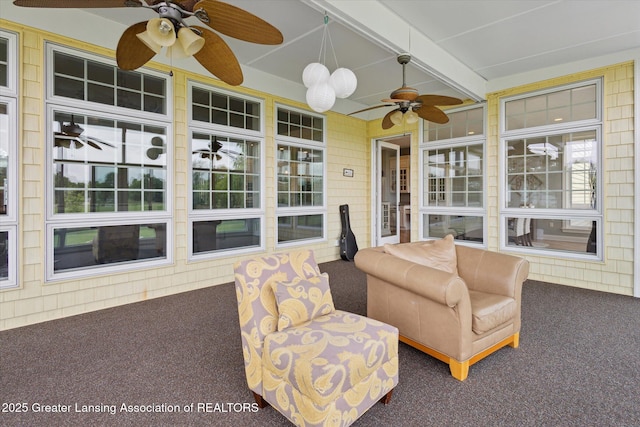 5056 W Bunker Rd, Mason, MI 48854 - sunroom / solarium featuring a ceiling fan