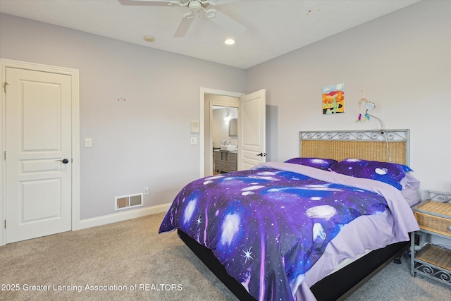 5056 W Bunker Rd, Mason, MI 48854 - bedroom with carpet, recessed lighting, and ceiling fan