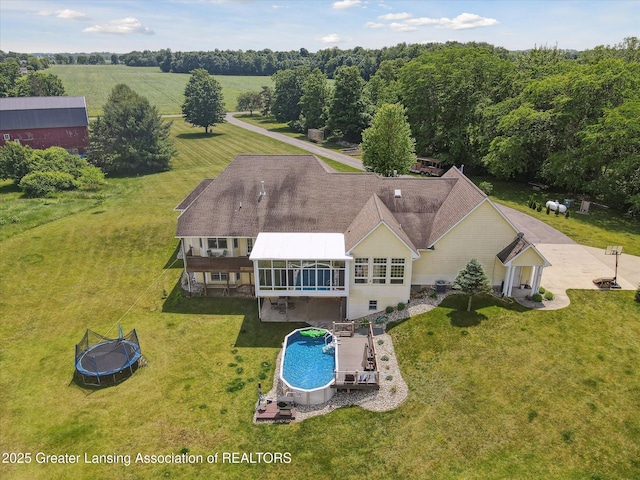 5056 W Bunker Rd, Mason, MI 48854 - aerial view of property and surrounding area featuring a pool