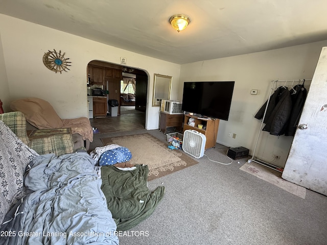 4317 S Cedar St, Lansing, MI 48910 - carpeted living room with arched walkways