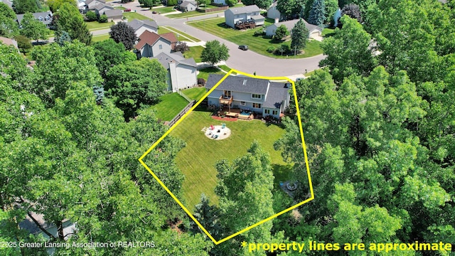 5925 Cabrena Dr, Lansing, MI 48917 - aerial perspective of suburban area featuring property boundaries highlighted