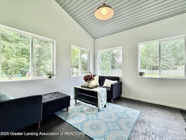 5925 Cabrena Dr, Lansing, MI 48917 - sitting room with baseboards and high vaulted ceiling