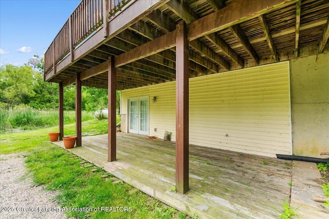 8805 E Cole Rd, Durand, MI 48429 - wooden terrace with french doors