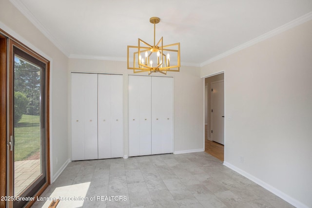 3861 New Salem Ave, Okemos, MI 48864 - unfurnished dining area featuring a chandelier and crown molding
