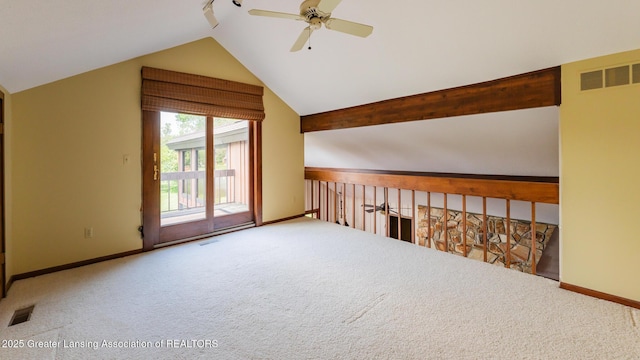 280 Winterberry Ln, Okemos, MI 48864 - bonus room featuring carpet, a ceiling fan, and vaulted ceiling