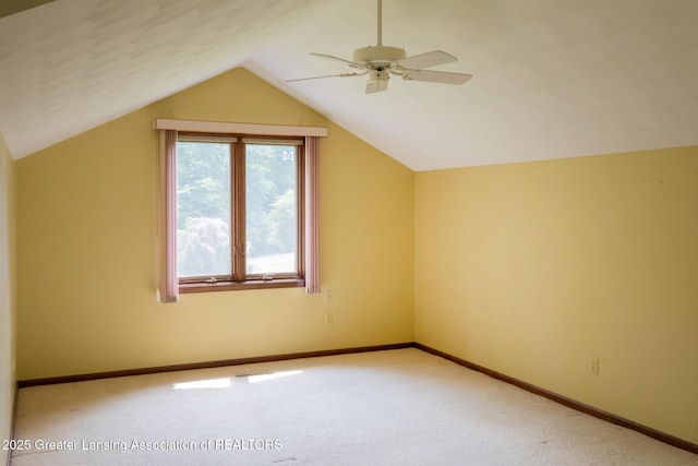280 Winterberry Ln, Okemos, MI 48864 - bonus room with carpet, vaulted ceiling, and ceiling fan